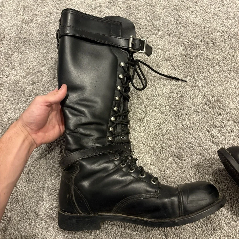 Harley Davidson Boots Mens 9 M Motorcycle Tall Leather Lace Up Buckle Biker USA